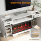 Heynemo TV Stands with 36'' Fireplace for TVs up to 75'', Media Console Table with Adjustable Shelves, Double-door Design, Entertainment Center for Living Room, Bedroom, White