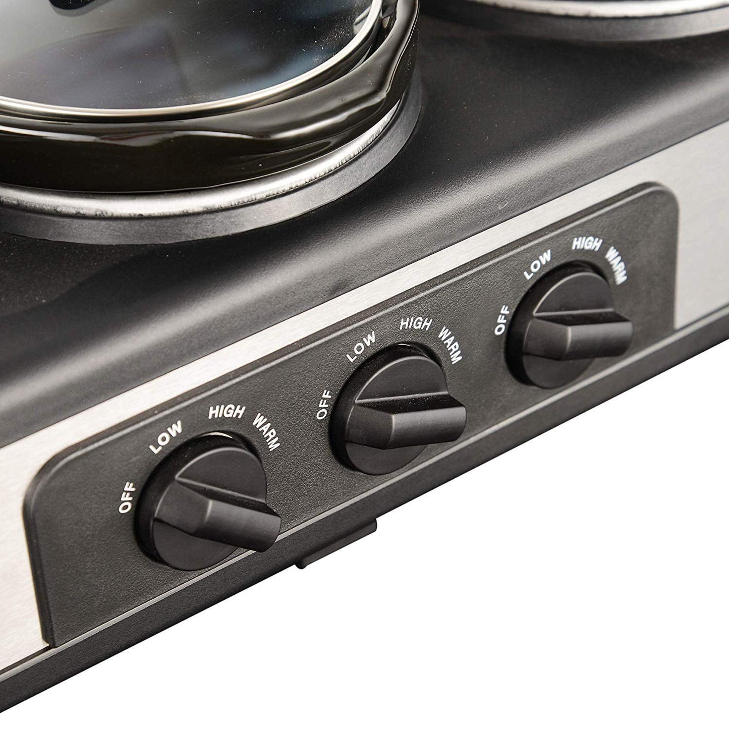 Superjoe r 3x1.5 Quart 3 Basins Removable Ceramic Pots Food Warmer Stainless Steel Triple Slow Cooker Buffet Serve