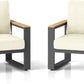 May in Color Aluminum Outdoor Armchair, 2 Pieces All-Weather Metal Patio Single Sofa, Patio Conversation Set for Porch Backyard Garden, Beige