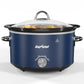 Heynemo 4 Quart Slow Cooker, Mini Food Warmer with Removable Ceramic Pot, 3 Heat Settings, Dishwasher Safe Lid, Stainless Steel, Blue-2