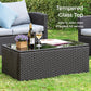 Royalcraft 9 Pieces Patio Furniture Set, All Weather PE Wicker Rattan Outdoor Sectional Sofa with Coffee Table and Navy Blue Cushion, Outdoor Furniture for Lawn Backyard Poolside Porch