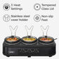 Superjoe Triple Slow Cooker Buffet Servers and Warmer,3 Pot Food Small Mini Manual Slow Cooker with Adjustable Temp Stainless Steel Lid Rests,Removable Ceramic Pot,4.5 QT