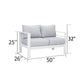 Superjoe Outdoor 2-Seat Patio Aluminum Loveseat Sofa Couch Furniture with Light Grey Cushions, White