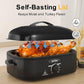 Superjoe 14 QT Electric Roaster Oven with Self-Basting Lid, Removable Pan and Rack, Stainless Steel, Black