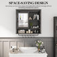 RoyalCraft 28in Bathroom Cabinet Wall Mount with Sliding Mirror Door, Over The Toilet Storage Cabinet, Farmhouse Medicine Cabinet with Shelves and Towel Bar for Living Room, 28" W x 29" H, Dark Grey