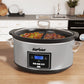 Heynemo 6 Qt Programmable Slow Cooker with 2-in-1 Silicone Liners and Digital Timer - Silver