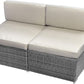 Royalcraft OUTDOOR 2 Piece Patio Furniture Set All Weather Grey Wicker Outdoor Patio Sectional Sofa Couch with Beige Cushions