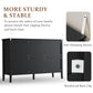 Black 6-Drawer Modern Wood Dresser, Fluted Chest with Ball Bearing Slide, Bedroom or Living Room Storage