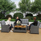 Royalcraft 4-Piece Wicker Patio Conversation Sets with Coffee Table, All Weather Patio Furniture Set with High Backrest, Outdoor Sectional Sofa Couch for Porch Balcony Backyard Deck, Grey