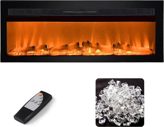 CozyHom 50 Inch Electric Fireplace, Recessed Wall Mounted Electric Fireplace Inserts, Adjustable Flame Colors & Temp Fireplace with Touch Screen and Remote Control