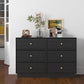 CozyHom 6 Drawers Dresser For Bedroom, Baby Dressers Chest for Nursery, Wood Storage Cabinet for Living Room Hallway Closet, Black