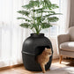 CozyHom Cat Litter Box Furniture Artificial Plant Hidden Calley, Ventilated Waterproof And Odor Resistant, Carbon Filter And 3.3lbs Real Stone Block For Large Cats, Black