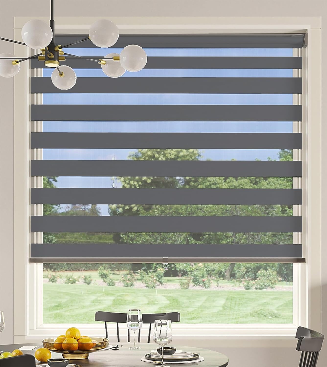 CozyHom Cordless Zebra Blinds for Windows, Living Room Roller Shades Blinds for Windows, Dual Layer Sheer or Privacy Light Control, Day and Night Window Shades for Home, Office