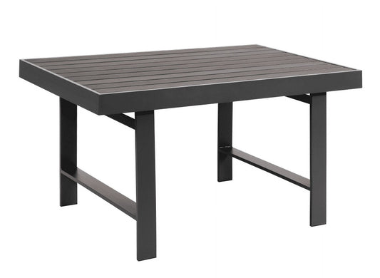 CozyHom Outdoor Dining Table Patio Steel Slat Rectangle Table,Long Outdoor Dining Table, High Table For Party, High Garden Table, Gray.