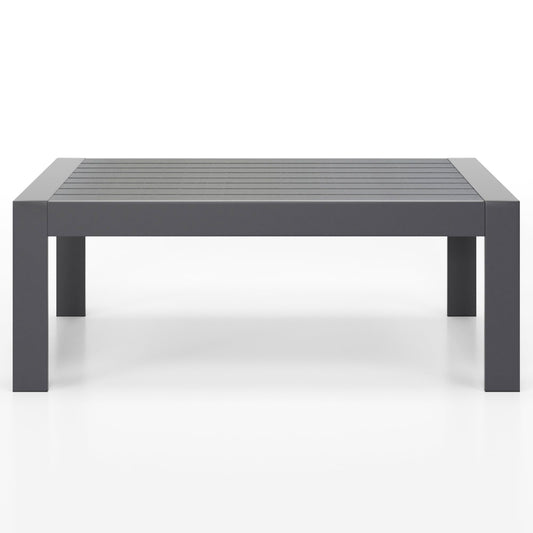 CozyHom Outdoor Patio Aluminum Coffee Table, Modern Patio Rectangular Metal Coffee Table, Gray