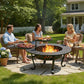 Heynemo 3 in 1 Outdoor Fire Pit for BBQs, Bonfire, Picnic, Wood Burning Fireplace with 2 Grill, Lid, and Fire Poker, 43'' Metal Round Table for Patio, Garden, Backyard