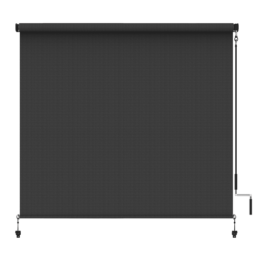 CozyHome Outdoor Roller Shade 8' x 8', Cordless Patio Shade with Crank Handle, 95% UV Protection, Aluminum Privacy Sun Shade for Patio, Black