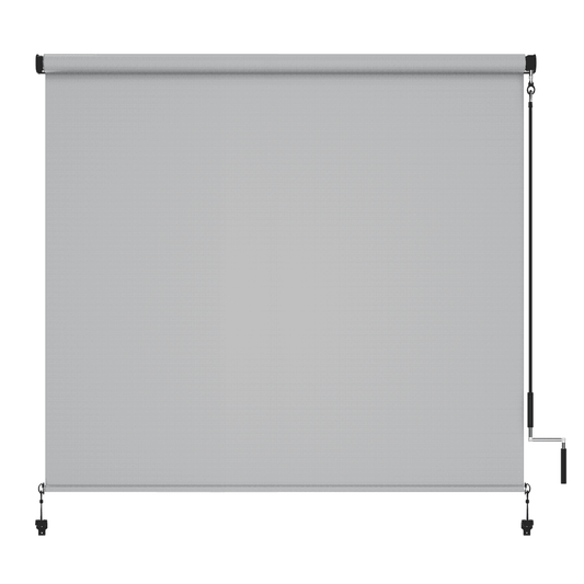CozyHome Outdoor Roller Shade 8' x 8', Cordless Patio Shade with Crank Handle, 95% UV Protection, Aluminum Privacy Sun Shade for Patio, Gray