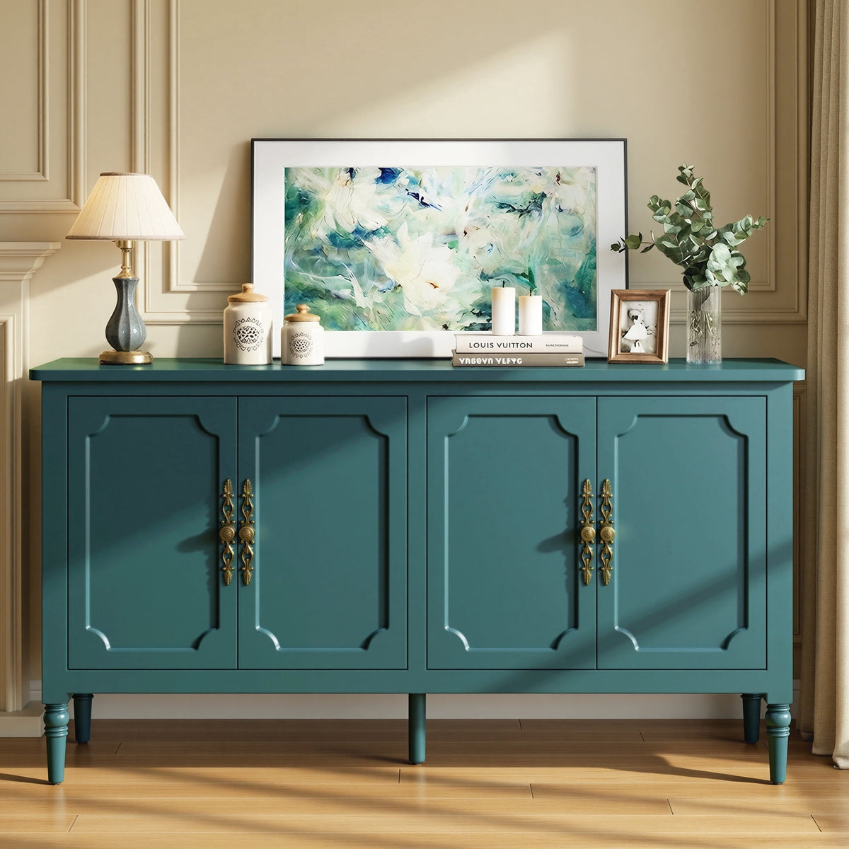 CozyHome Storage Cabinet with 4 Doors and Adjustable Shelves