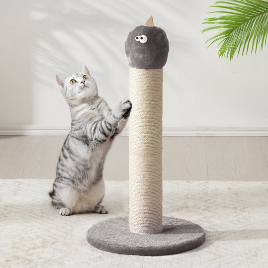 HEYNEMO 22" Cat Scratching Post, Sisal Cat Scratcher with Interactive Hanging Toy, Monster Scratch Pole for Indoor Cats, Cute Cat Scratch Post for Kittens & Large Cats, Blue