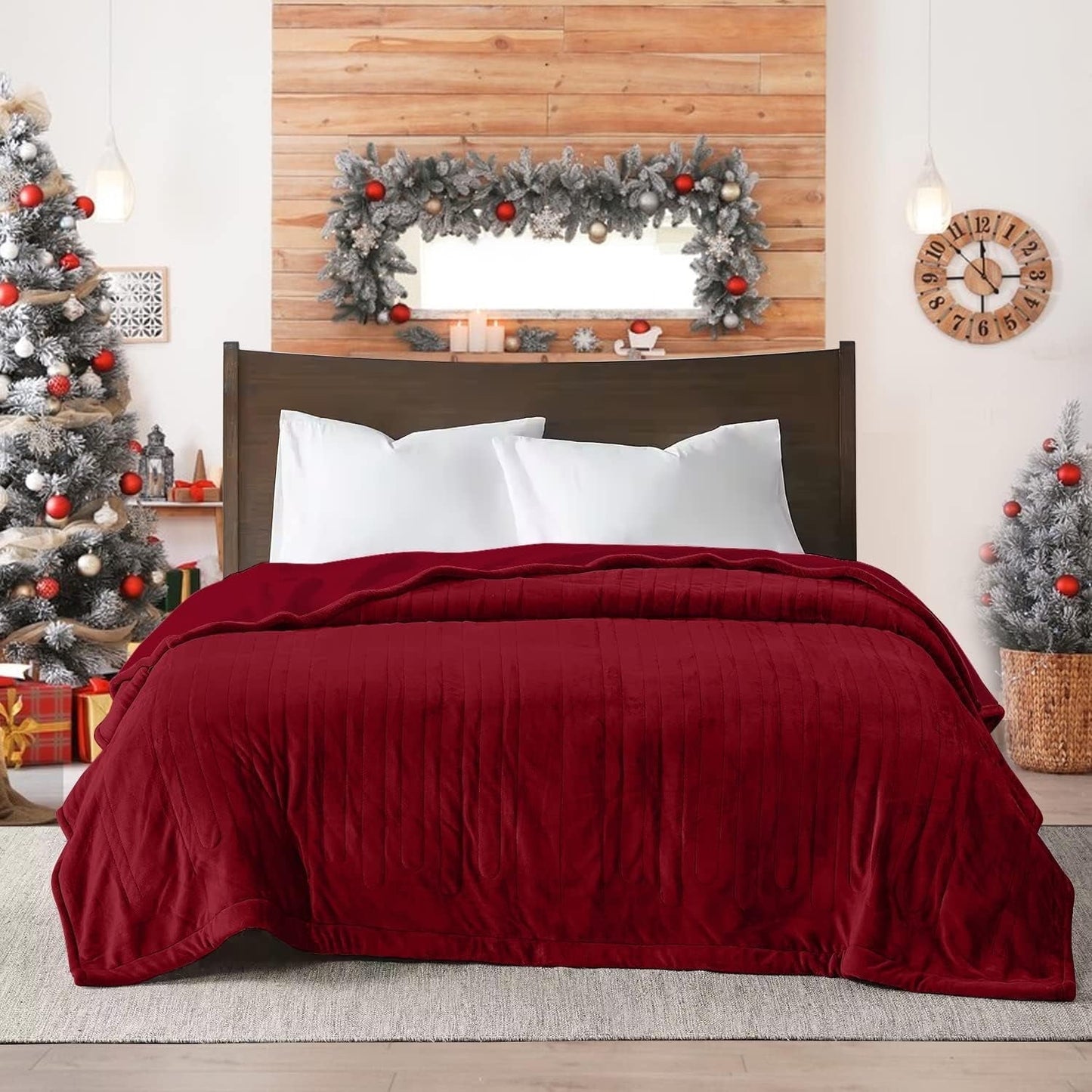 Heated Blanket Queen Size, Electric Blanket Dual Control Soft Velvet, 10 Heat Settings, 12 Hours Auto Off, Overheat Protection, Red