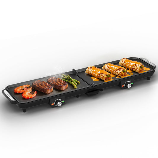Heynemo 1600W Electric Griddle with Dual Cooking Zones-2