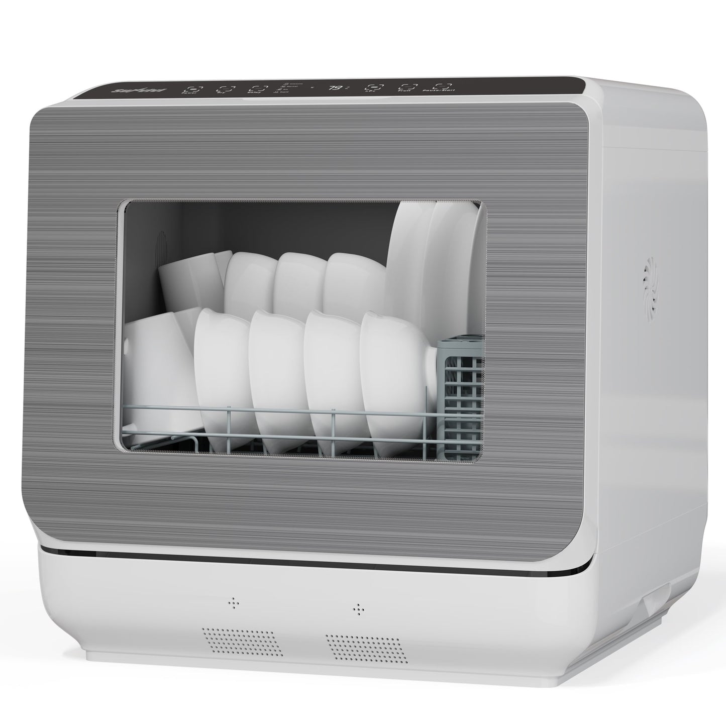 Heynemo 18 Inch Compact Dishwasher for Small Spaces, Dual Water Supply, 6 Cleaning Modes, Energy Star, Visible Door, White