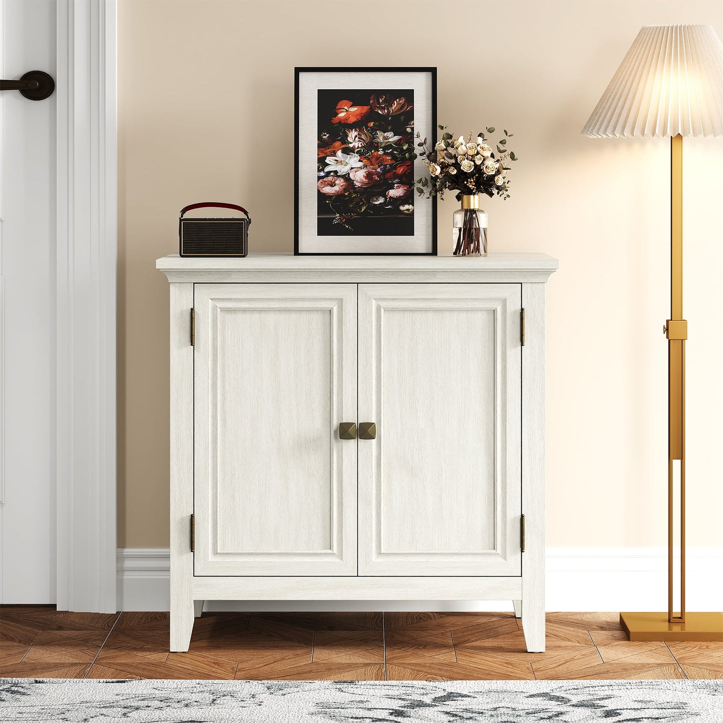 Heynemo 2-Door Buffet Cabinet with Storage, Bohemian Sideboard with Adjustable Shelves, Wood Credenza Cabinet for Bedroom, Living Room, Dining Room, Hallway