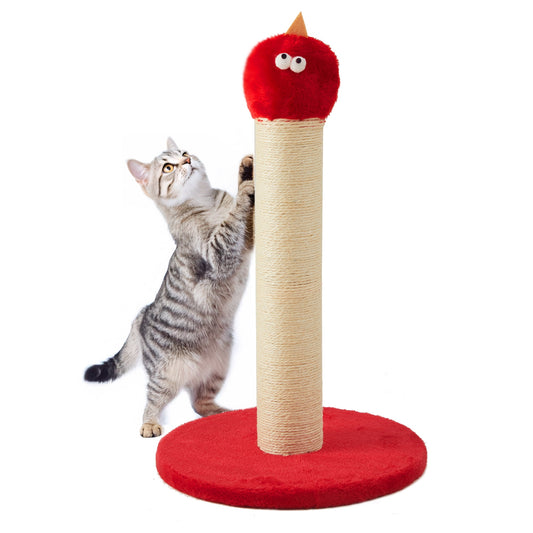 Heynemo 22-Inch Cat Scratching Post , Durable Sisal Scratch Post for Indoor Cats, Monster-Shaped Cat Scratcher for Kittens & Large Cats, Red