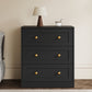 Heynemo 3-Drawer Nightstand, Wooden Bedside Table with Gold Knobs, Modern Storage Cabinet for Bedroom, Living Room, or Hallway, Black