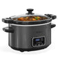 Heynemo 4QT Slow Cooker, Programmable Pot with Locking Lid, Removable Ceramic Pot, 3 Heating Settings & Time Control,Dishwasher-safe Lid & Pot, Grey