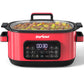 Heynemo 6.5QT Digital Multi Cooker, 12-in-1 Slow Cooker & Roaster with Timer, Temp Control, Delay Start, Nonstick Pot, Red