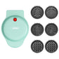 Heynemo 6-in-1 Mini Waffle Maker, 4" Waffle Iron with Nonstick Removable Plates (Santa, Christmas Tree, Witch, Pumpkin), Light Blue