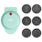 Heynemo 6-in-1 Mini Waffle Maker, 4" Waffle Iron with Nonstick Removable Plates (Santa, Christmas Tree, Witch, Pumpkin), Light Blue