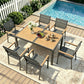 Heynemo 7-Piece Outdoor Dining Set with Patio Table, Aluminum Patio Table Set for 6 Persons with HDPS Tabletop, for Garden, Deck, Gray