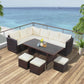 Heynemo 7 Piece Outdoor Patio Furniture Set, Dining Sectional Sofa with Dining Table and Chair, All Weather Wicker Conversation Set with Ottoman, Beige