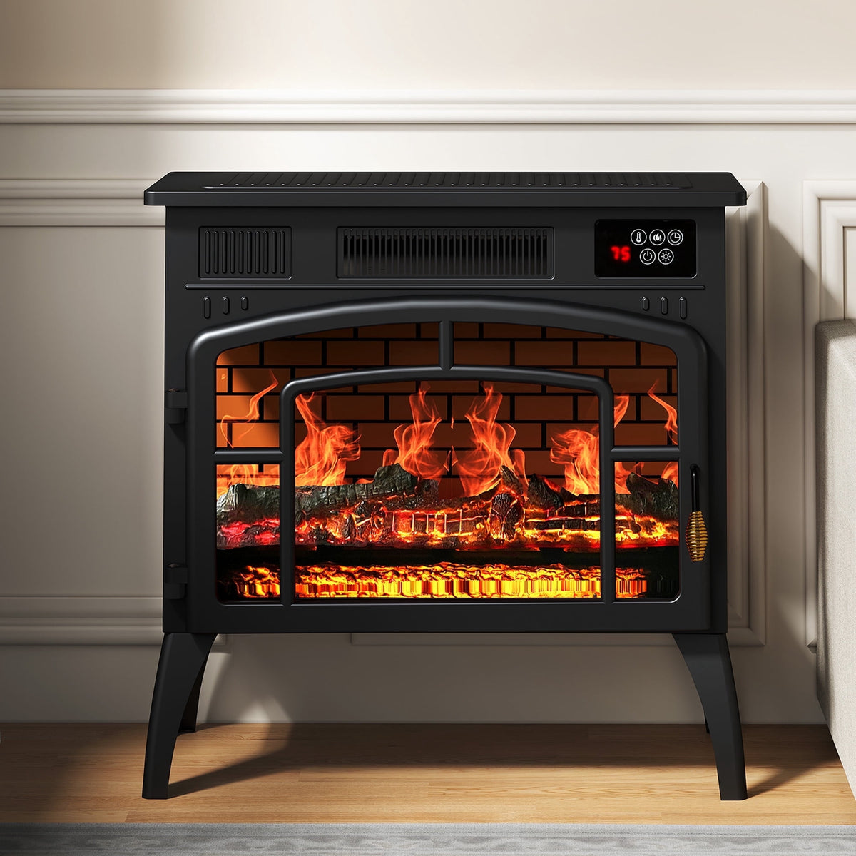Heynemo A Practical Portable Fireplace ¨C 1500W Freestanding Infrared Electric Fireplaces Heater with 3D Flame Effect & Remote Control
