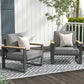 Heynemo Aluminum Outdoor Armchair, 2 Pieces All-Weather Metal Patio Single Sofa, Patio Conversation Set for Porch Backyard Garden, Grey
