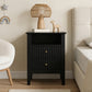 Heynemo Black Fluted Nightstand with 2 Drawers, Modern Wooden Sofa Table for Small Spaces, Tall End Table for Bedroom, Living Room