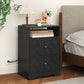 Heynemo Modern Accent Side Table with 2 Drawers, Gold Knobs, and Diamond Carvings, Large Night Stand for Living Room, Bedroom, Entryway, Black