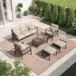 Heynemo Outdoor Patio Furniture Set, 6 Piece Patio Conversation Set with Coffee Table and Ottomans, Metal Furniture Set for Porch Backyard Garden, Coffee