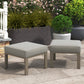 Heynemo Patio Metal Ottomans Footstools Set of 2, Outdoor Footrest Set with Removable Cushions for Couch, Beige Gray