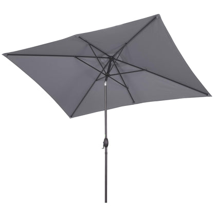 Heynemo 10x 6.5ft Rectangular Patio Umbrella, Outdoor Table Market Umbrella with Crank, 6 Steel Ribs, Polyester Canopy, Aluminum Pole,Red