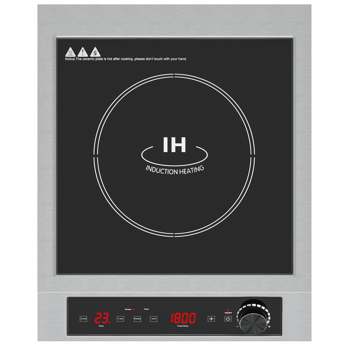 Heynemo Portable Induction Cooktop, 1800W Electric Induction Cooker Hot Plate 10 Power 14 Temperature Setting, Countertop Burner with Timer, Black