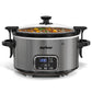 Heynemo Programmable 4 Quart Slow Cooker with Timer, Stainless Steel Pot with Locking Lid, 3 Temperature Modes & Ceramic Bowl, Silver