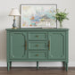 Heynemo Storage Cabinet with 2 Doors & 3 Drawers, Mid-Century Sideboard Cabinet with Adjustable Shelves, Wood Buffet Cabinet with Turned Legs, Ideal for Entryway, Living Room, Dining Room, Green
