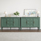 Heynemo Storage Cabinet Set of 2 with 2 Doors & 3 Drawers, Sideboard Cabinet with Adjustable Shelves, Wood Buffet Cabinet with Turned Legs, Ideal for Entryway, Living Room, Dining Room, Green