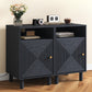 Heynemo Wood Nightstand with Storage, Bedside Table with Charging Station and Solid Wood Legs, Ideal for Living Room, Bedroom, Entryway, Black, Set of 2