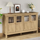 Heynemo Wood Sideboard Credenza with Storage, Buffet Cabinet with Adjustable Shelves, Accent Cabinet with Acrylic Accents for Living Room, Dining Room, Entryway