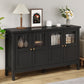 Heynemo Wood Sideboard Credenza with Storage, Buffet Cabinet with Adjustable Shelves, Accent Cabinet with Acrylic Accents for Living Room, Dining Room, Entryway